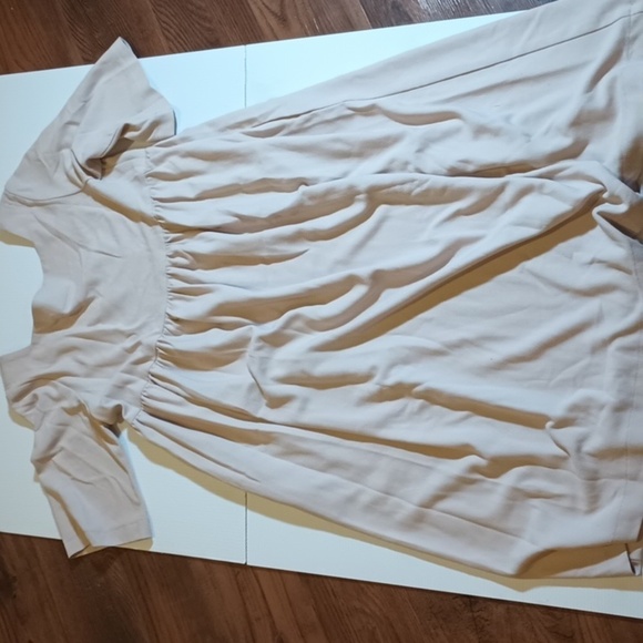 Baw Shop Cream Loose Fit Oversized Square Neck Babydoll Midi Dress A25 - Picture 9 of 9